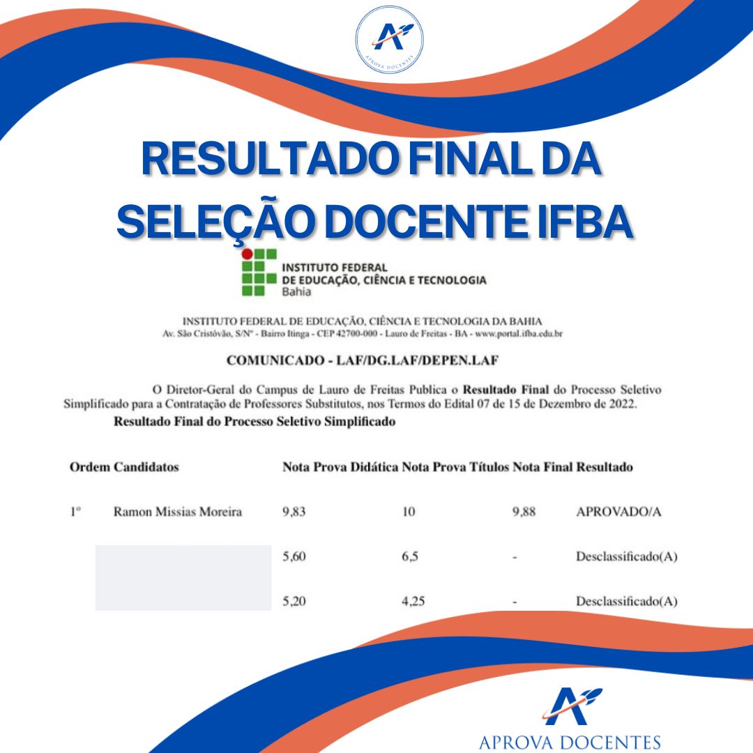Aprovação IFBA - Ramon