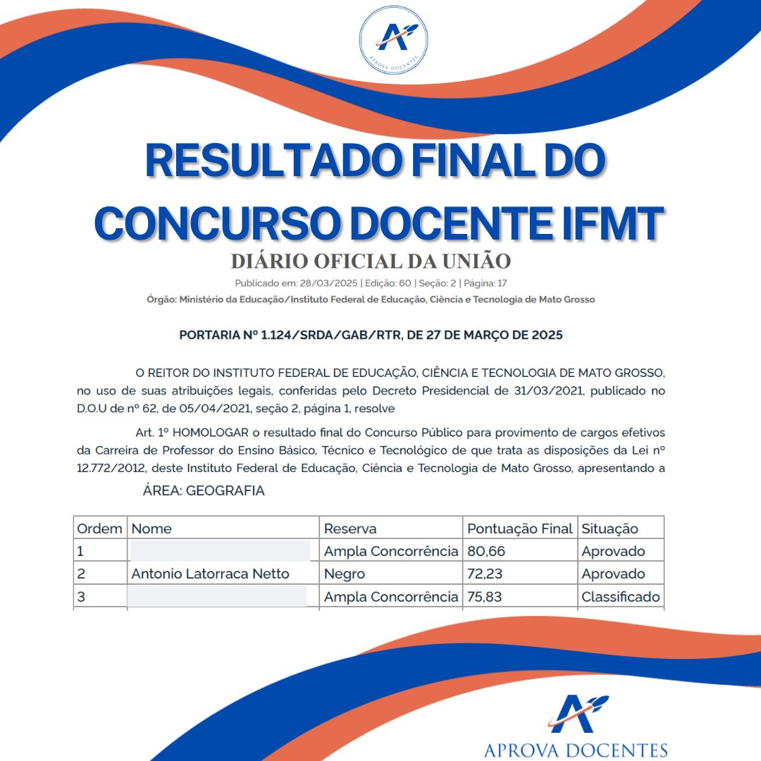 Aprovação IFMT - Antônio
