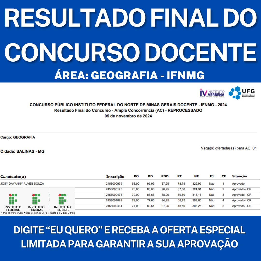 Aprovação IFNMG - Josy