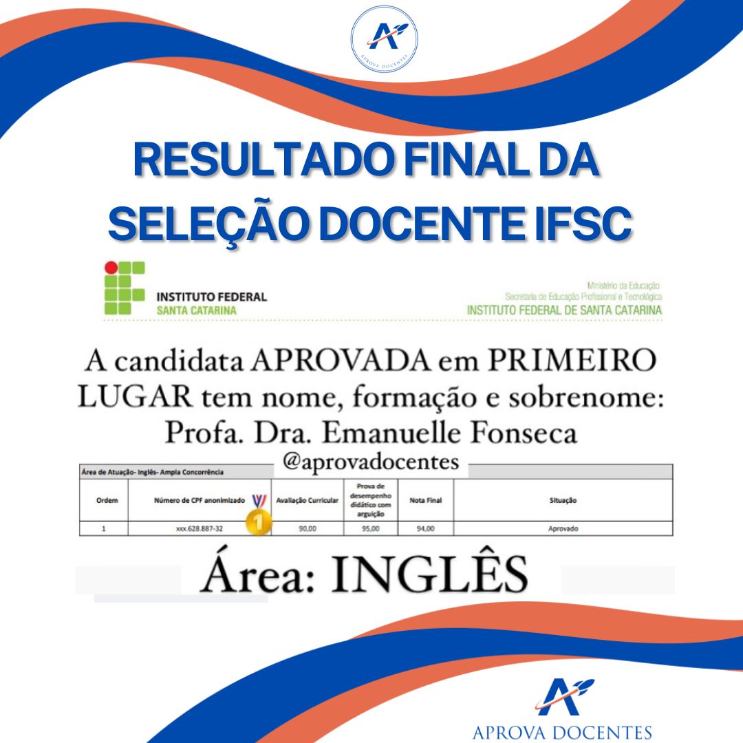 Aprovação IFSC - Emanuelle