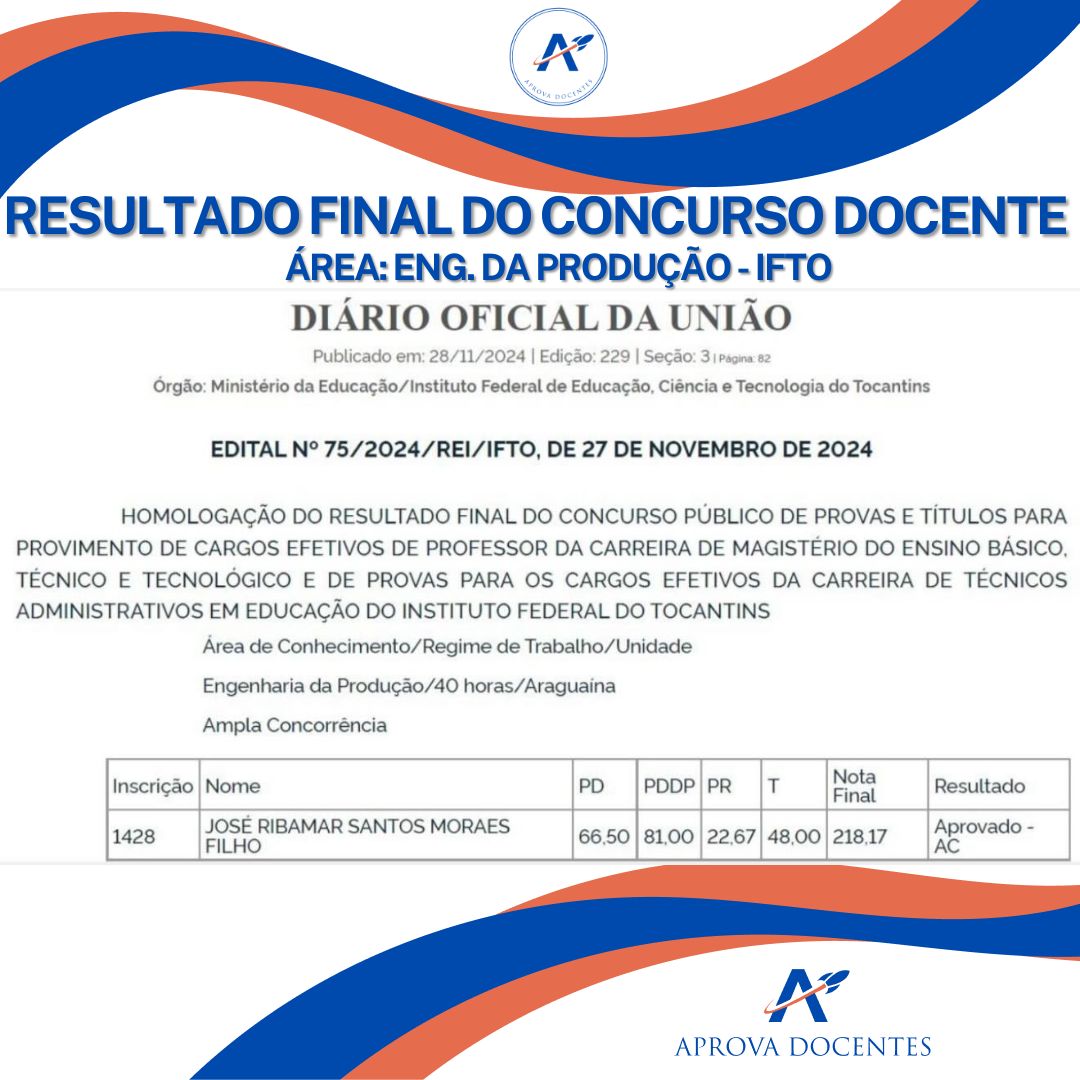 Aprovação IFTO - José Ribamar