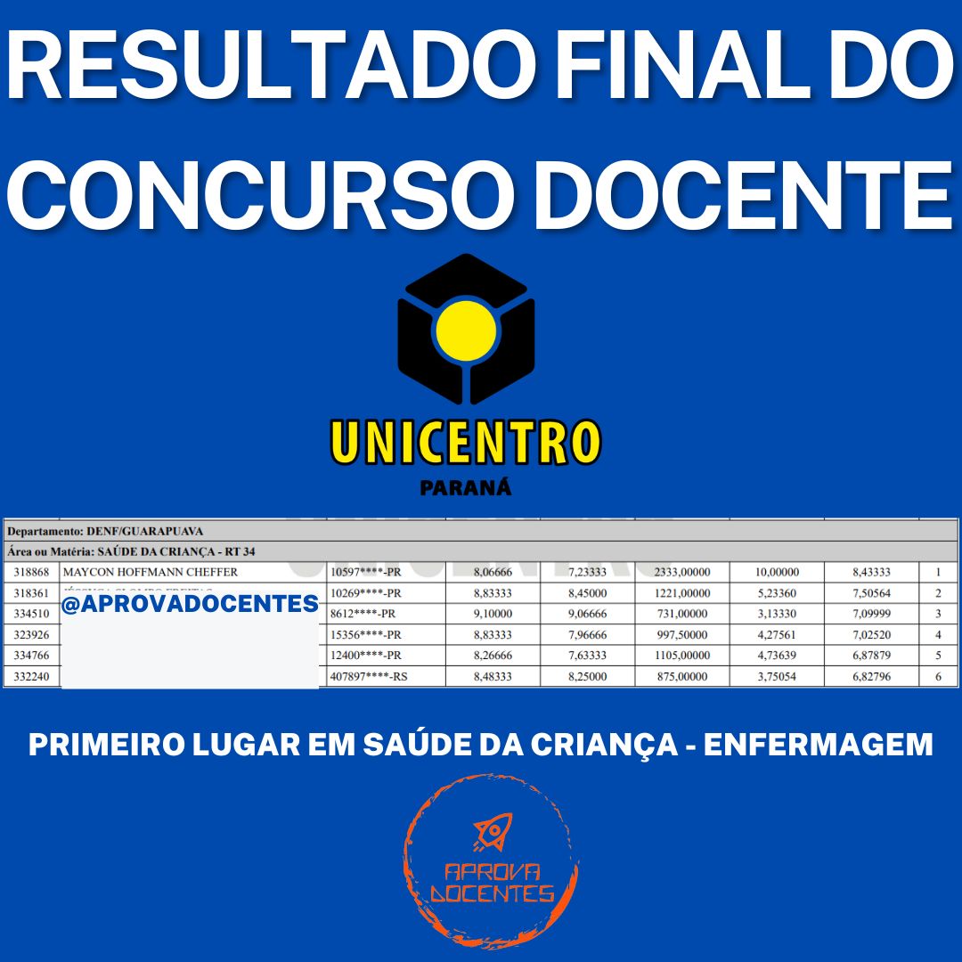 Aprovação UNICENTRO - Maycon